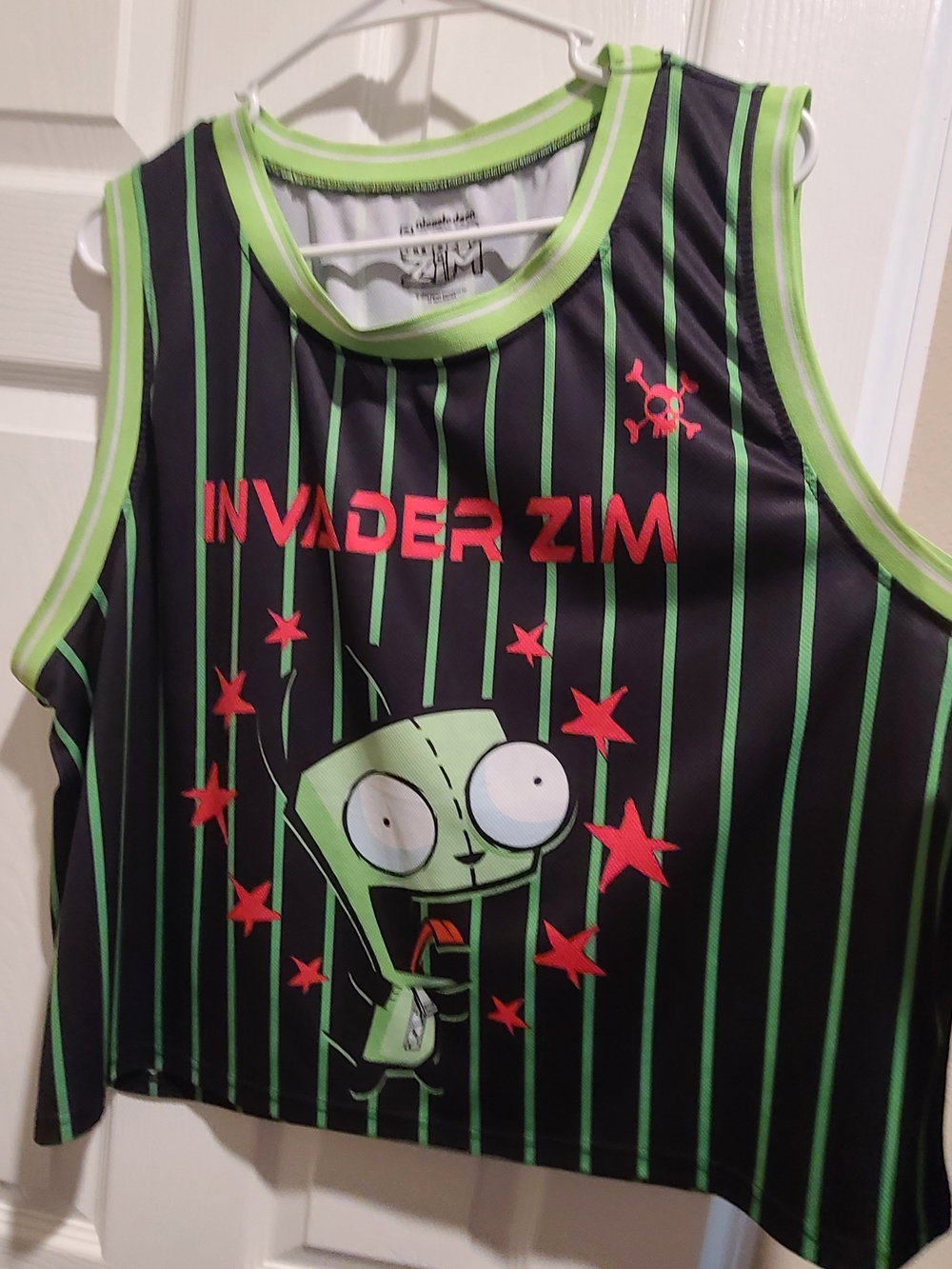 Hot Topic Black & Neon Green Invader Zim Graphic Crop Tank 2X